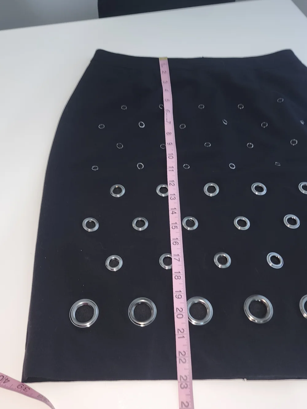 Punk Inspired Bold Pencil Skirt with Silver Eyelet Accents Size 10